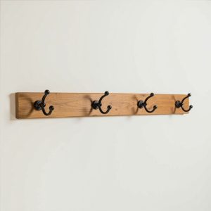 Wall coat rack with 5 hooks